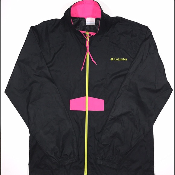 COLUMBIA Rare Neon Zip Up Windbreaker Wind Jacket - Picture 1 of 7